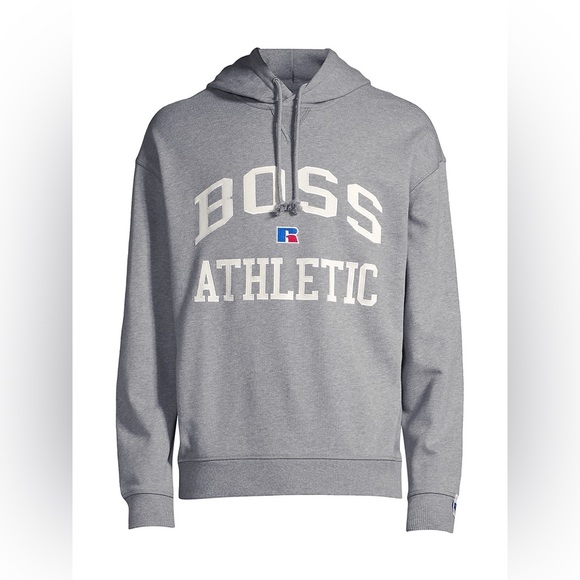 SOLD Hugo Boss X Russell Athletic Size Large Capsule Logo Gray Hooded Sweatshirt - Picture 4 of 9
